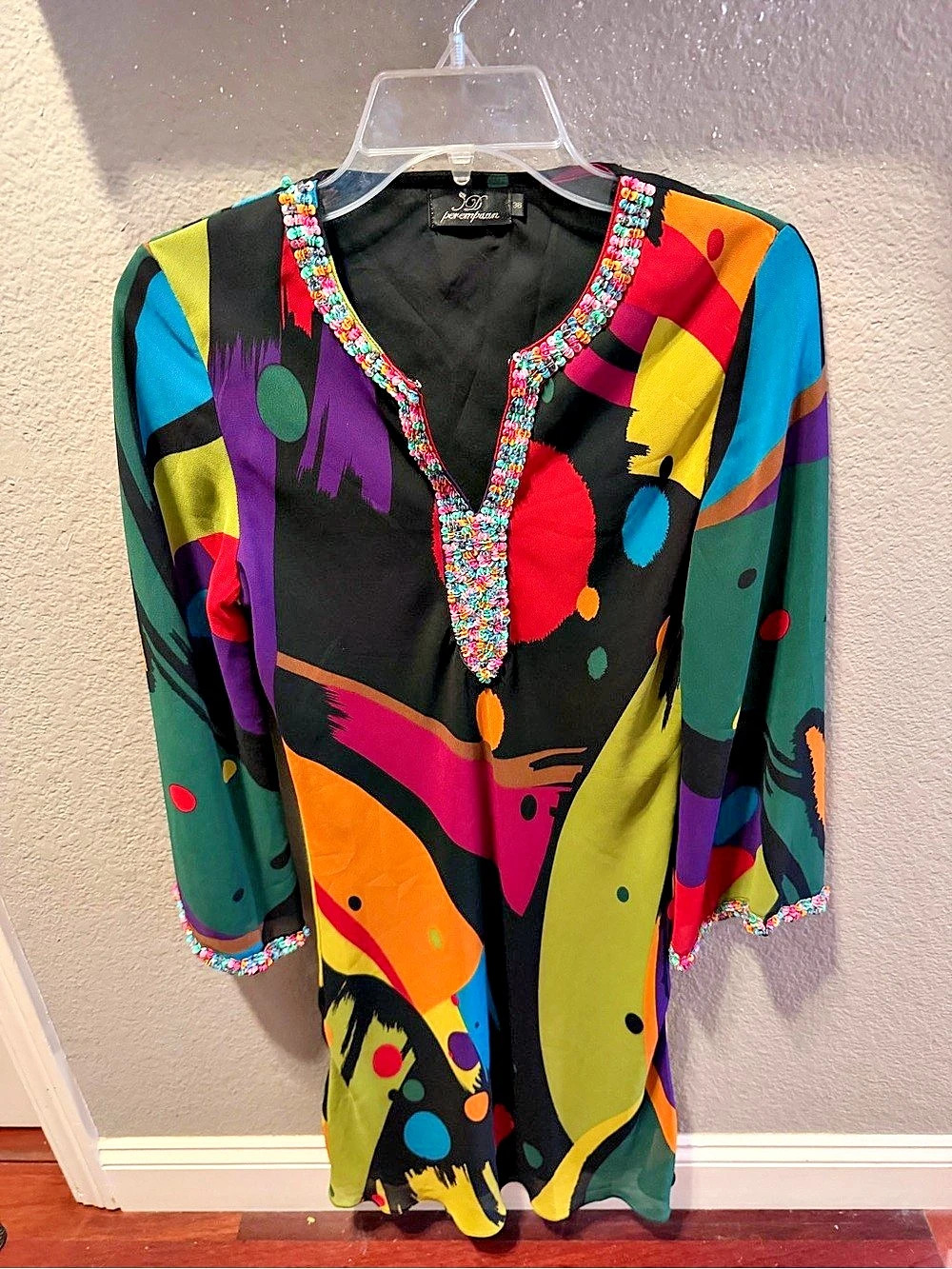 Perempuan Multicolor Embellished Midi Dress Size 36 Like New
